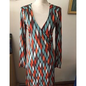 Esprit Long Sleeve Wrap Dress Sz S